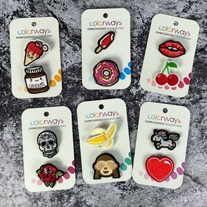 Lot of 12 Adorable Embroidered Pin-back Buttons